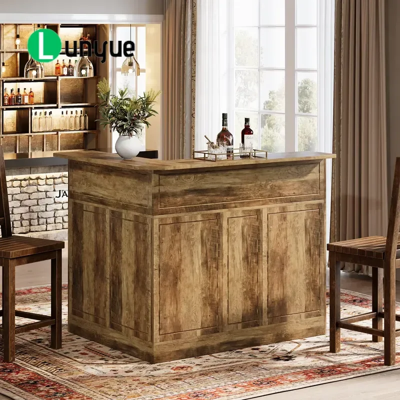 L Shaped Bar Corner Display Cabinet Engineered Wood 4 Tier Wine Rack Glass Storage Home Furniture Space Saving Modern Design