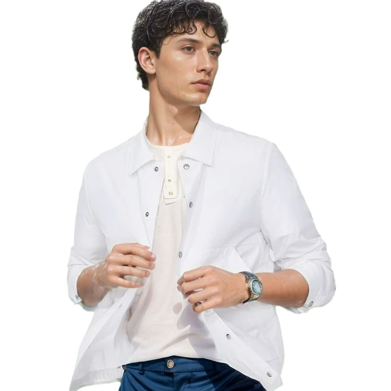 Spring and Autumn New European and American Men's Jacket Jacket Solid Color Simple Shirt Casual Jacket Men's Top Temperament