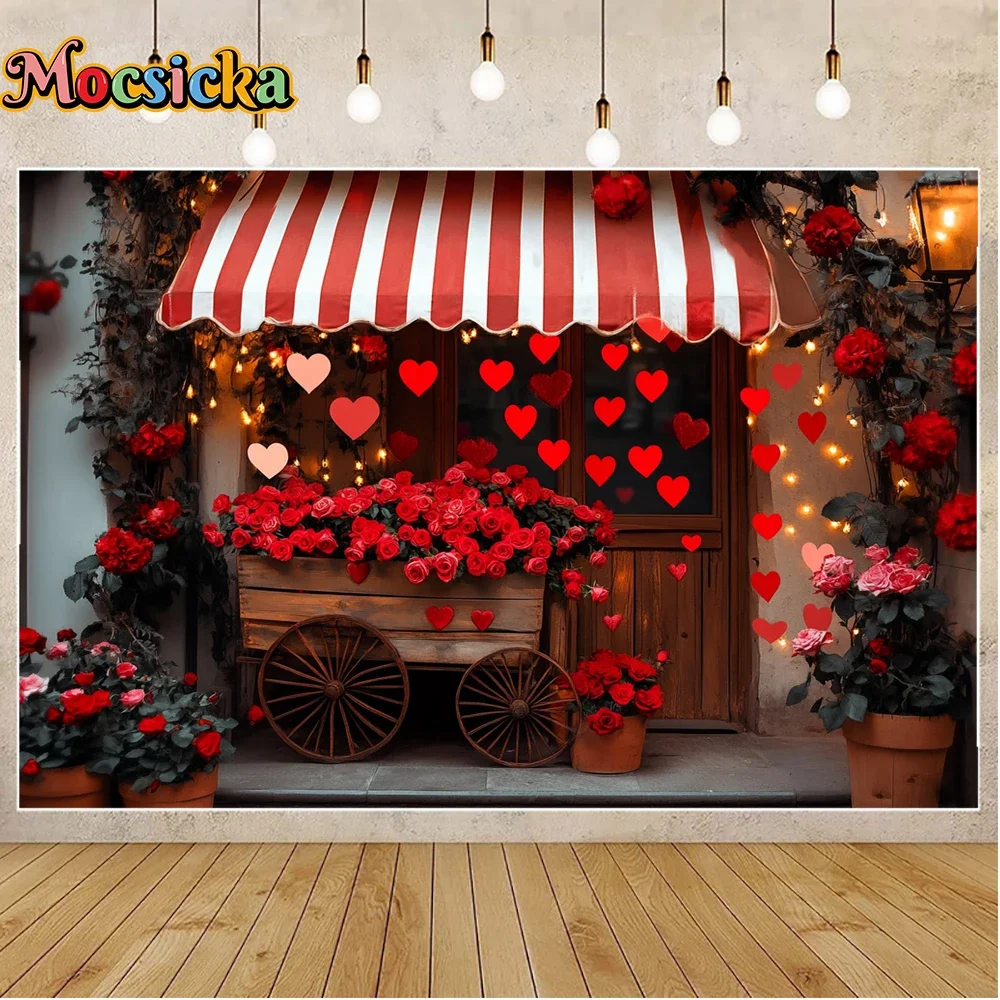 Mochisca 14 พฤศจิกายนวันวาเลนไทน์การถ่ายภาพพื้นหลังกุหลาบรักร้านดอกไม้ปาร์ตี้วันหยุดครอบครัวฉากหลังสตูดิโอ