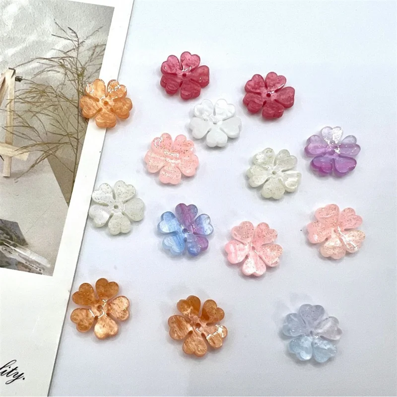 

Free shipping 100pcs/lot 15mm color print cartoon flowers shape acrylic beads diy jewelry garment hair accessory
