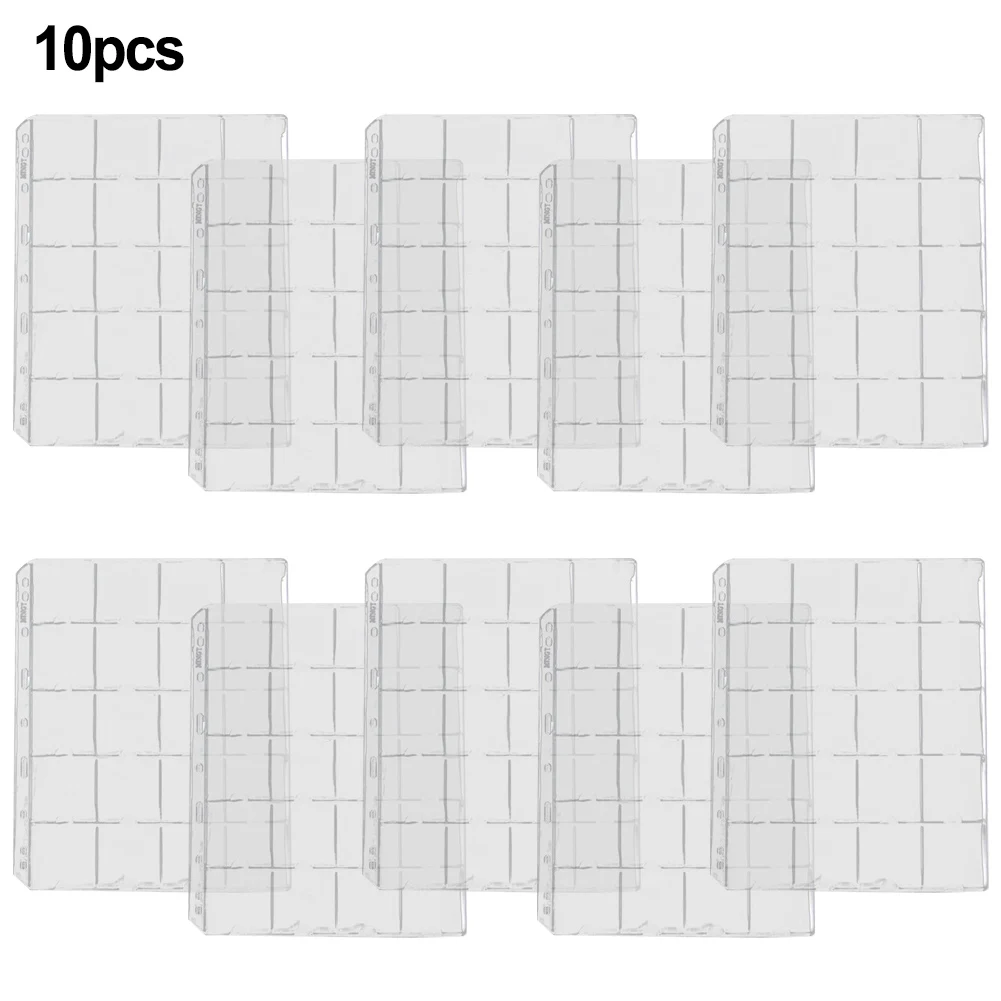 1pc Coin Holder Sheets 20 Pockets Clear PVC Coin Storage Bag Holder Page Album Waterproof For Collection Storing Supplies
