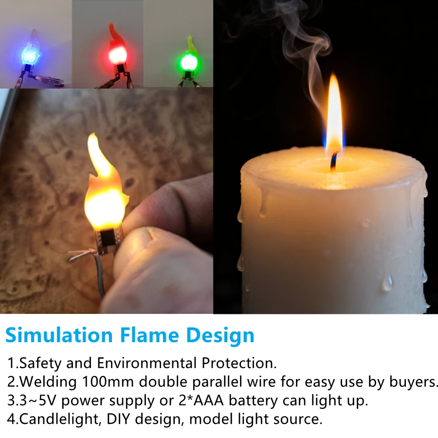 100~1 PACK LED Flame Filament 3V 5V DIY COB Candles Lamp with Packaging Flickering Flame Decoration Light Bulb Diode Accessories image 4