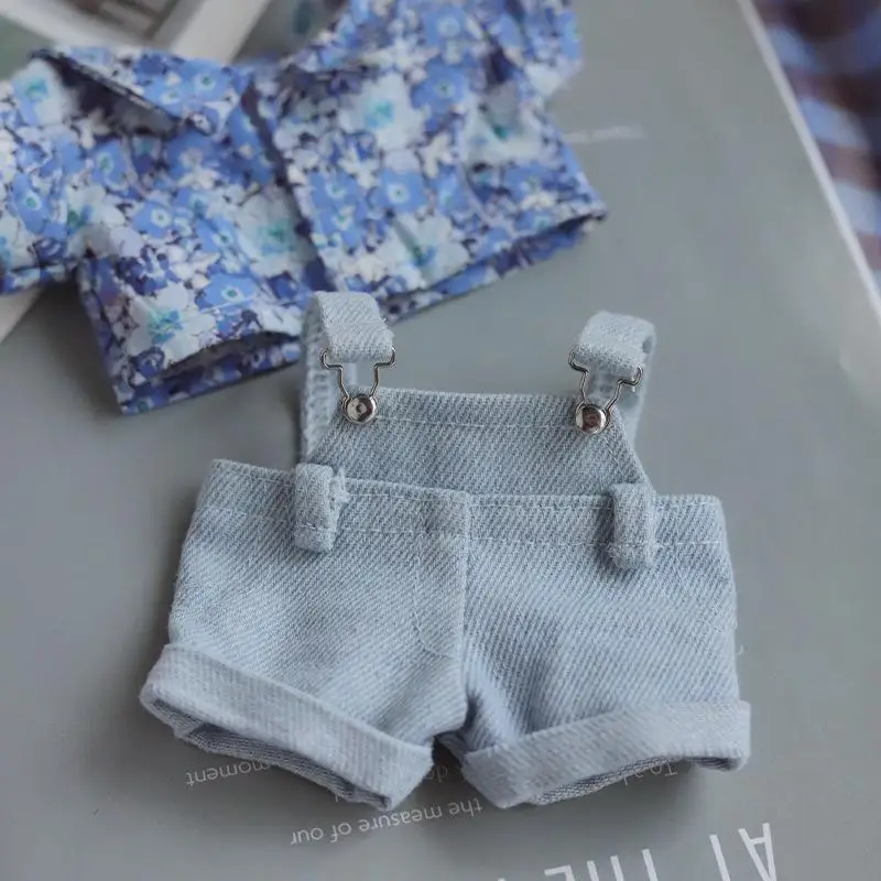 20cm Doll Clothes, Printed Short-Sleeved Dress With Suspenders Set, Fashionable And Exquisite Handmade Doll Clothing Accessories