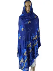 FreeShip 220*110cm New Dubai Scarf For Muslim Women African Cotton Hijab Islam Hijab Pashmina Turban Headscarf Embroidery Shawls
