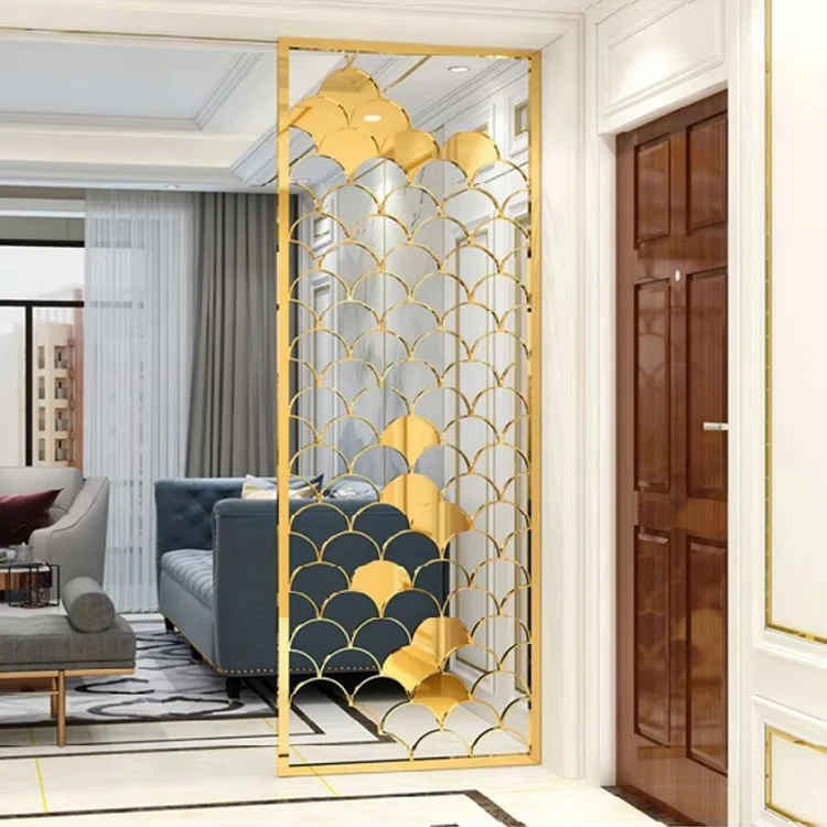 

ej-Modern Room Divider Partition Screen Living Room Divider Wall Panel Gold Stainless Steel Screen Room Divider&