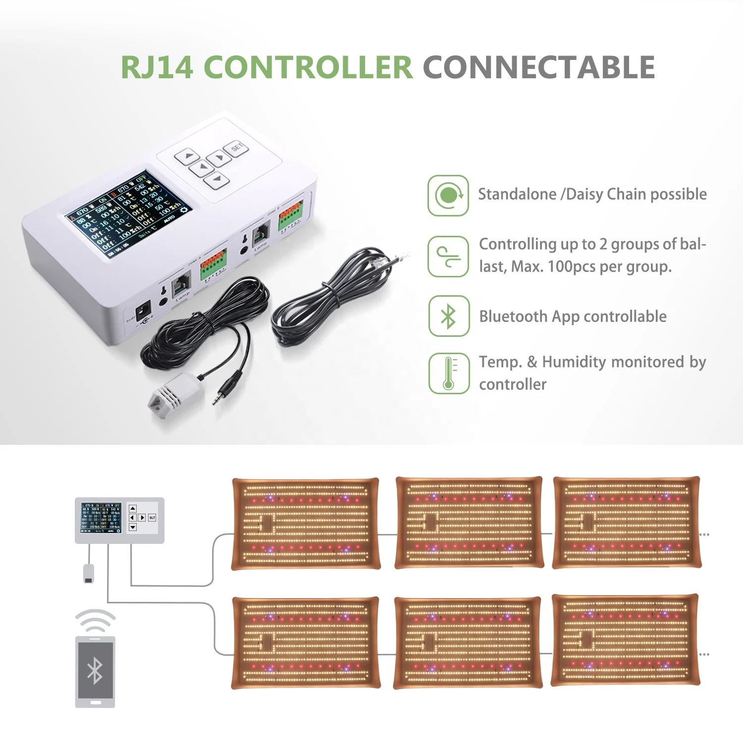 Grow Light Controller RJ14 smart APP WIFI digital master controller of led grow light