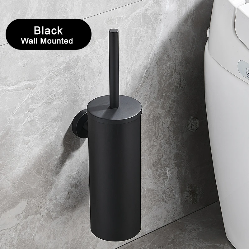 Rvs Badkamer Toiletborstelhouder Accessoires Zwarte Toiletborstel Wandmontage WC Cleaner Brush FR07