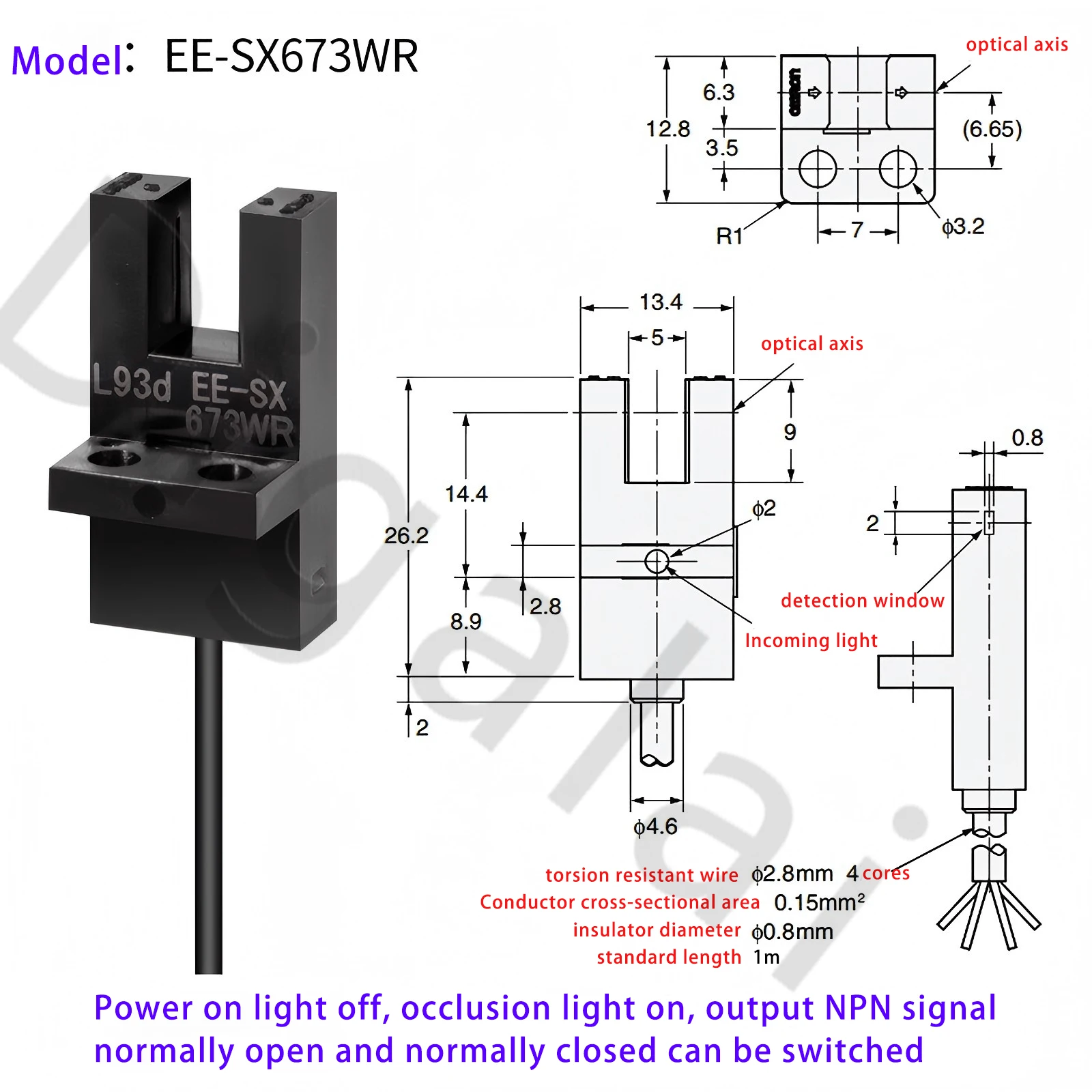 Czujnik fotoelektryczny szczelinowy EE-SX671WR EE-SX672WR EE-SX674WR 670WR 673 675WR 676WR 677WR przełącznik fotoelektryczny szczelinowy typu U — zdjęcie produktu 5