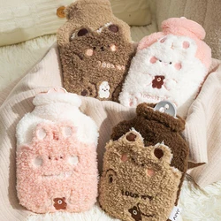 500ml Cartoon Plush Rabbit Bear Hot Water Bottle Water Filling Velvet Small Portable Student Hand Warmer Cute Warm Water Bag