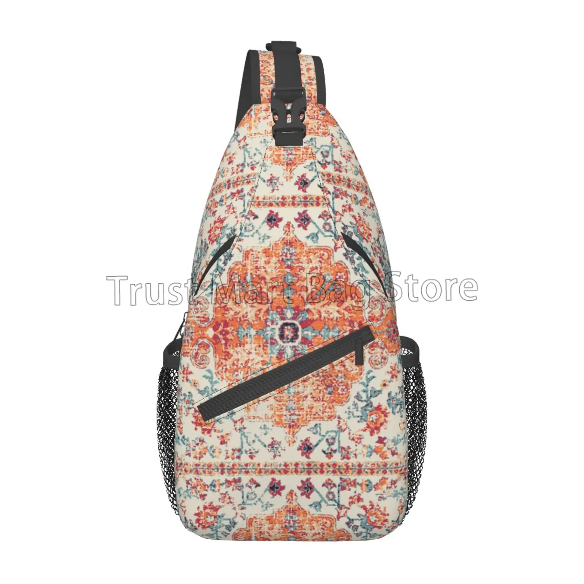 Terracotta Aztec Boho Pattern Sling Backpack Crossbody Sling Bag Travel Hiking Daypacks Unisex Casual Chest Shoulder Daypack