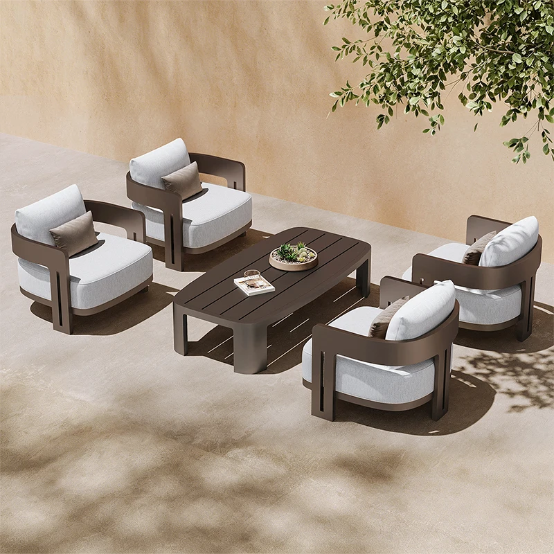 #Outdoor Sofa Villa Courtyard Aluminum Alloy Furniture Patio Garden Leisure Waterproof And Sunscreen Hotel Resorts Coffee Table