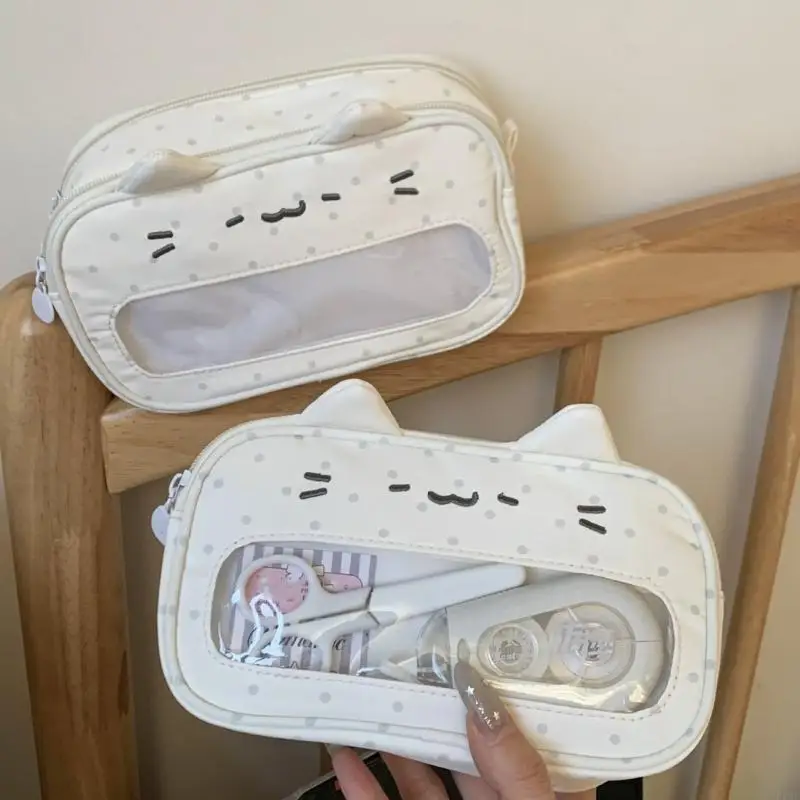 Animal Ear Pencil Case with and Viewing Panel for Study and Office Desk F19E