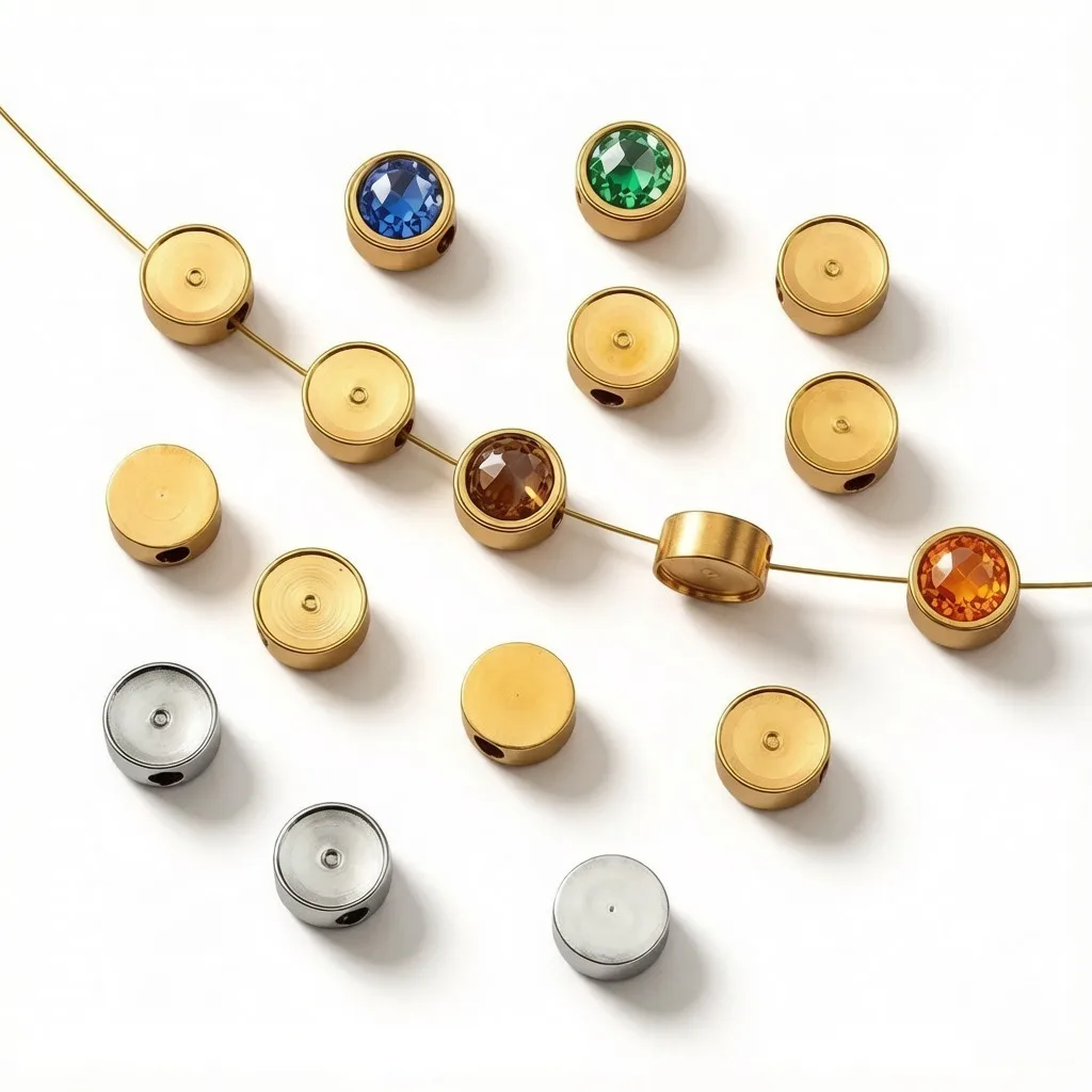 10pcs Stainless Steel Cabochon Inlay Base Beads Resin Casting Base Jewelry Making Accessories DIY Bracelet Spacer Bead Wholesale