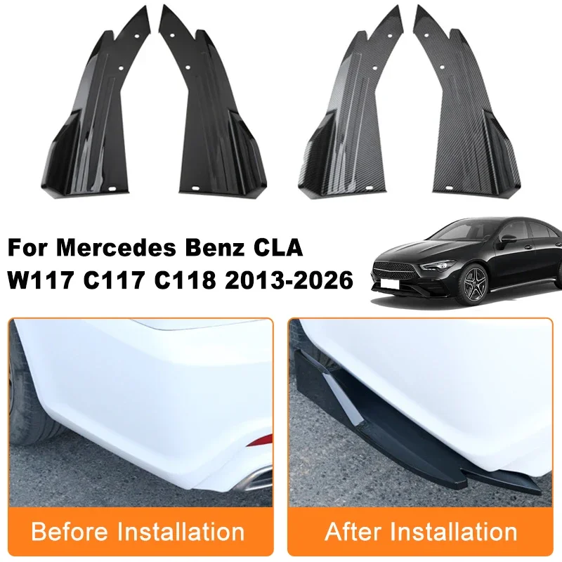 

Car Rear Bumper Spoiler Lip Diffuser Side Skirt Splitter Wrap Angle Anti-Crash For Benz CLA W117 C117 C118 2013-2026 2014 2015