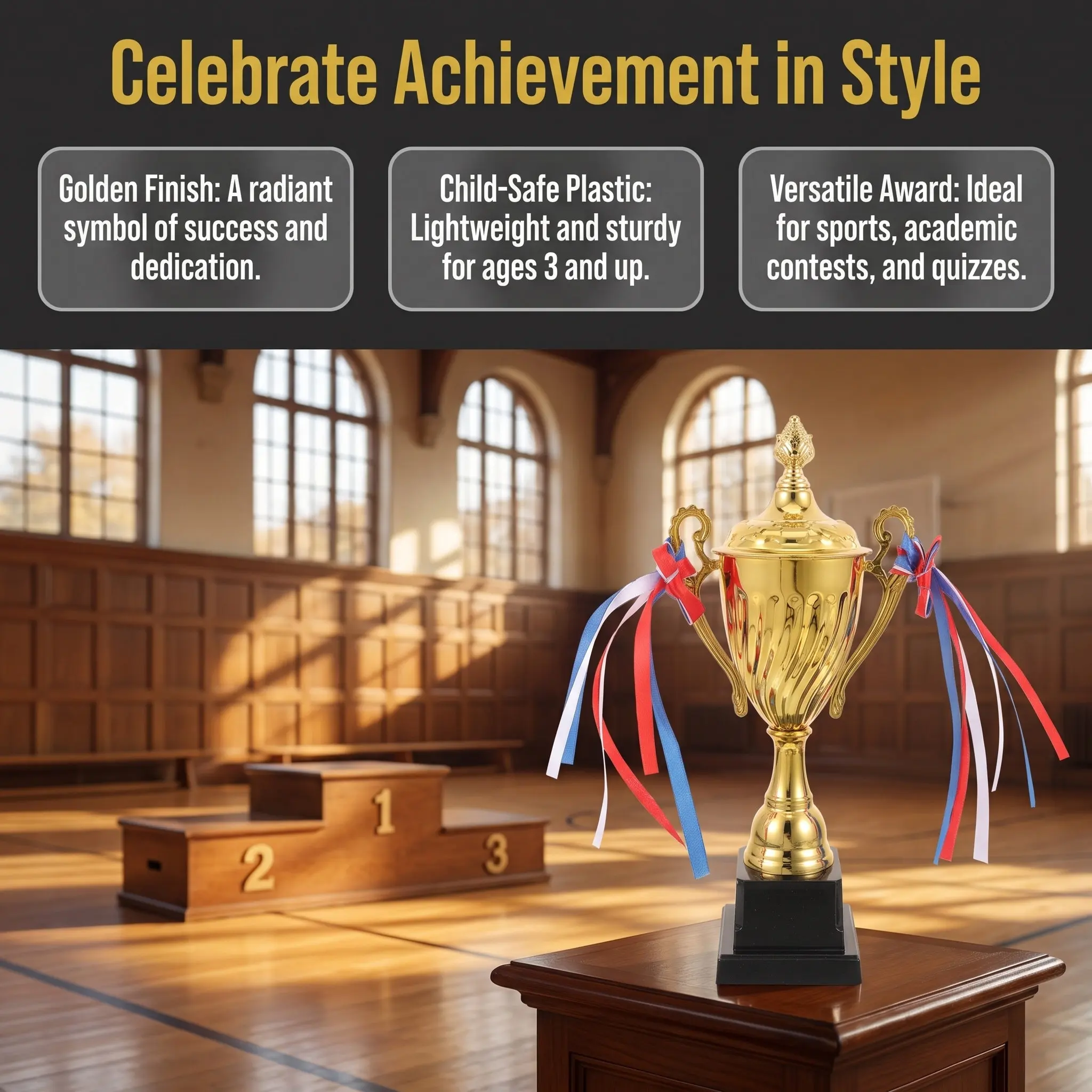 1Pcs Metal Trophy Base Perfect for School Sports Day Classroom Awards Ceremony Game Prize Party Favor