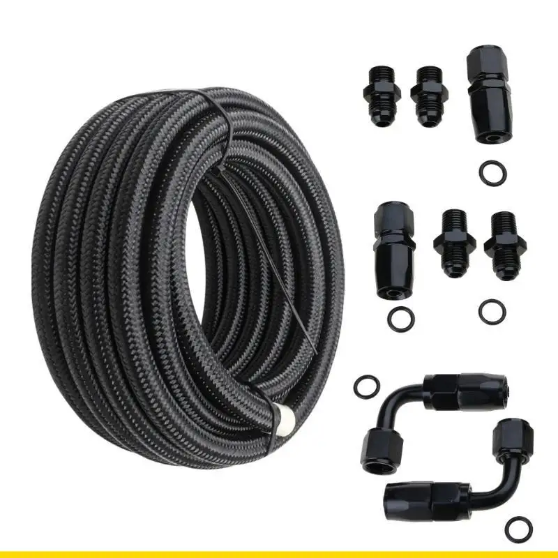 

SZCH Automatic Transmission Coolers Line Black 6AN Steel Braided Hose For 4L60E 4L65E Automobile Replacement