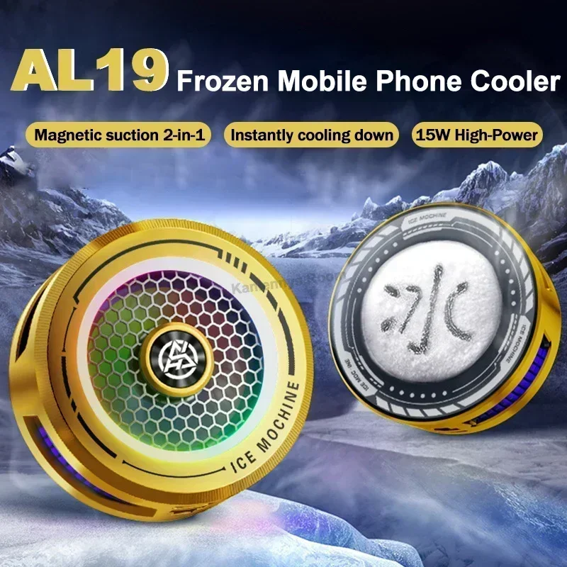 

AL19Frozen Mobile Phone Cooler 15W High-Power Semiconductor Cooling Fan Radiator For IOS Android Universal PUBG Game Accessories