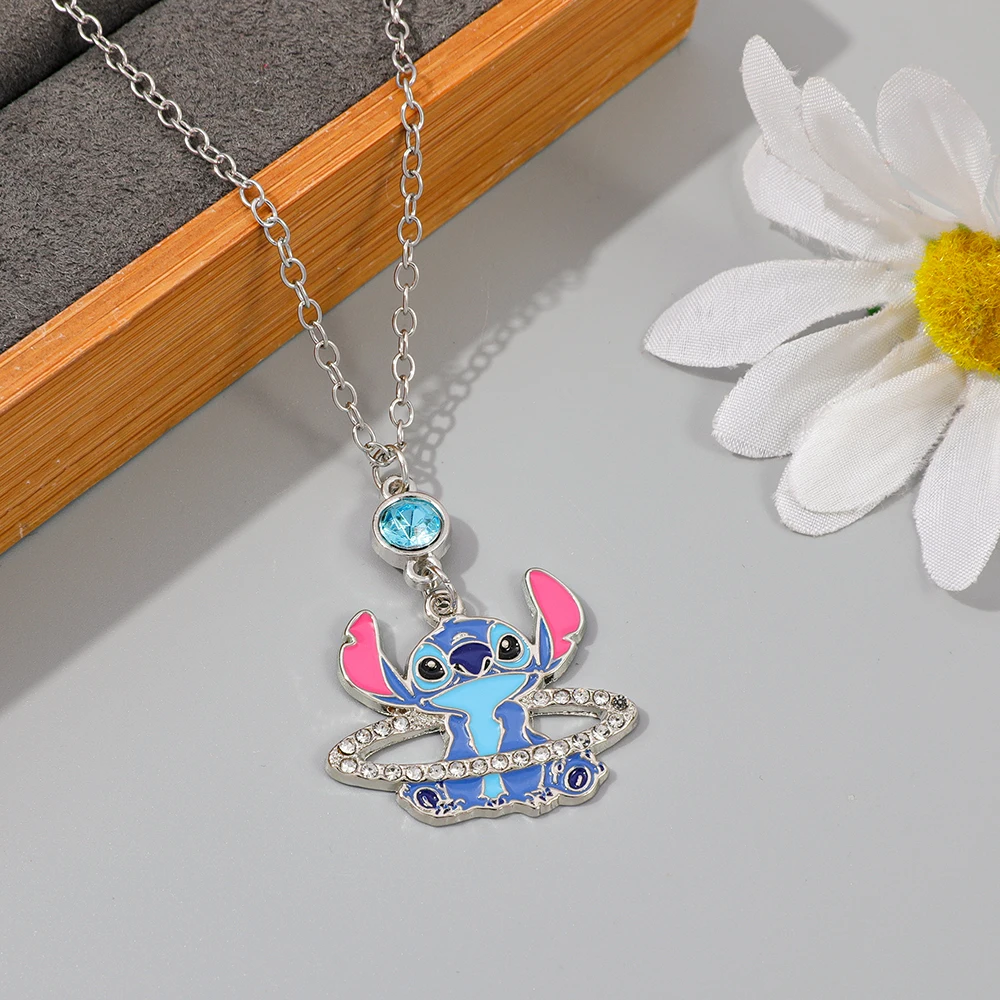 لطيف غرزة الملاك قلادة مع زحل حجر الراين الكرتون المينا قلادة للجنسين الأزياء والمجوهرات هدية #3
