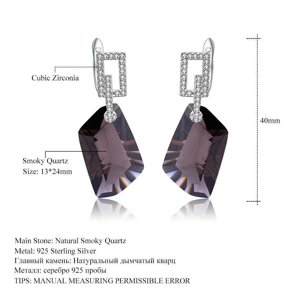 real brand genuine jewels Luxury Premium Tea Crystal Fashion Design Sense s925 Silver Shaped Large Carat Natural Earrings high q