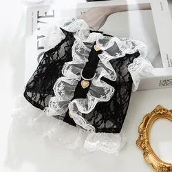 Spring Dogs Hollow Black Lace Pull Back Heart Small Dogs Cat Teddy Pet Dog Clothes Dog Vest