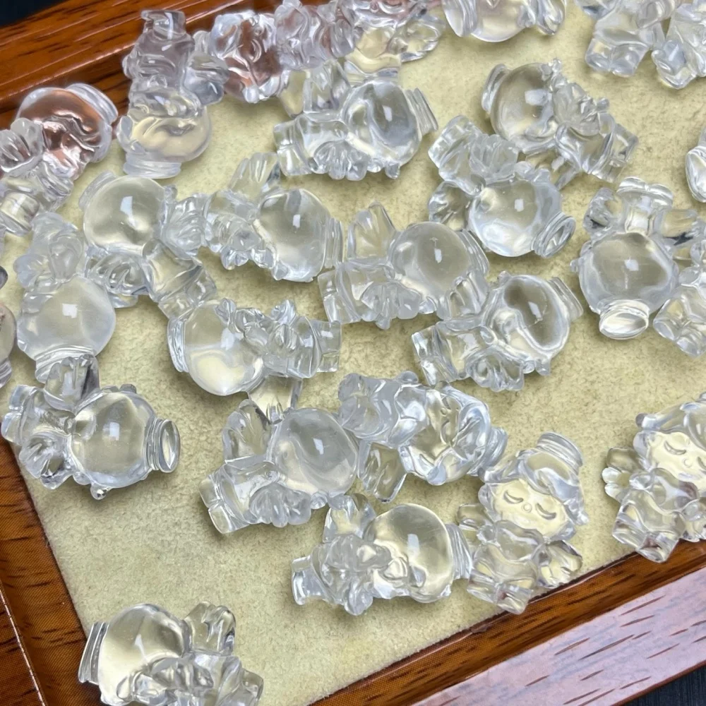 5PCS 19mm Natural Clear Quartz Angel Polished Crystal Reiki Healing Jewelry Pendant Cute Rock Decoration for Gift