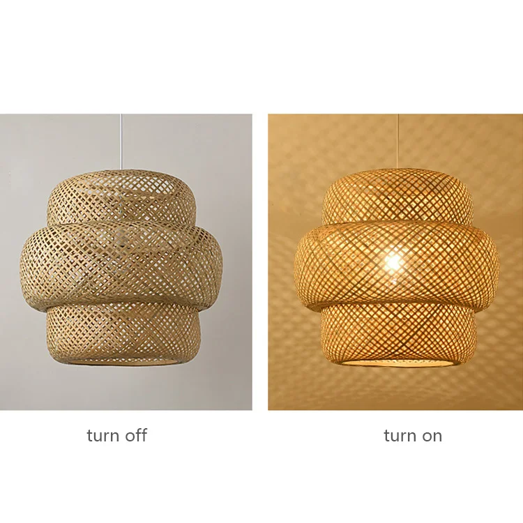 Handgemaakte retro eenvoudig creatief ontwerp hanglamp dia 30cm rieten rotan bamboe verlichting kroonluchters en hanglampen