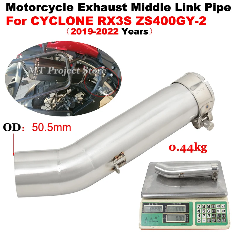 

Slip On For Cyclone Rx3S Rx 3S 2019 - 2022 Motorcycle Exhaust System Escape Moto Modify Stainless Steel 51mm Middle Link Pipe