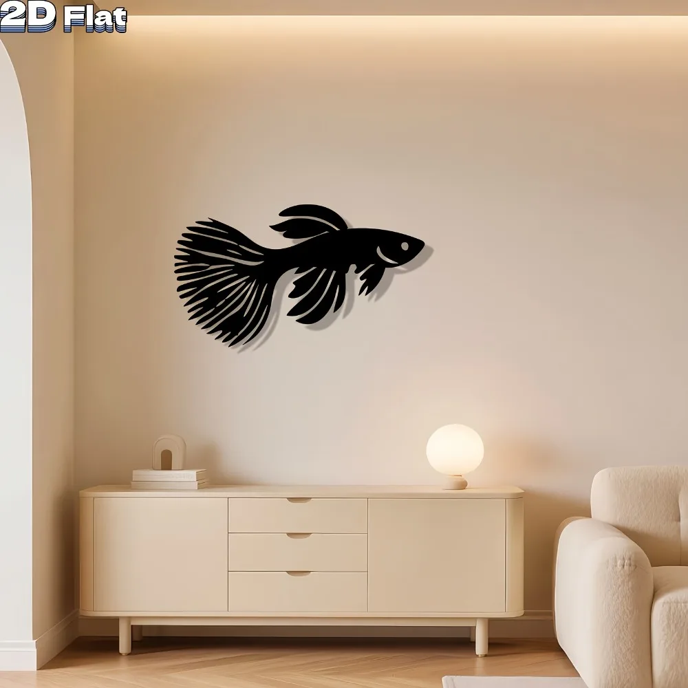 1pc Metal Fish Wall Art, Iron Hooks for Hanging, Home Decor, Rustic Garden Fence Decor, Weather Resistant Bathroom Wall Art