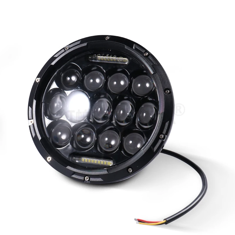 Motorcycle Headlight 7 inch LED Headlamp with High / Low Beam, DRL, 40W Round LED Headlight Angel Eyes