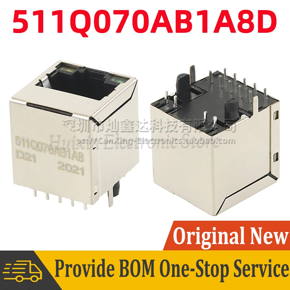 

2pcs 511Q070AB1A8D RJ45 Jack 8P8C Network LED 180 Angle Magnetic Filter Interface Connector 10 Pin 1000 Base-TX Fast Ethernet