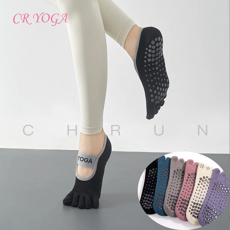 

Non-slip Yoga Socks for Women Solid Color Cotton Sweat-absorbent Backless Socks Ins Trendy Versatile Spring Bed Strap Toe Socks