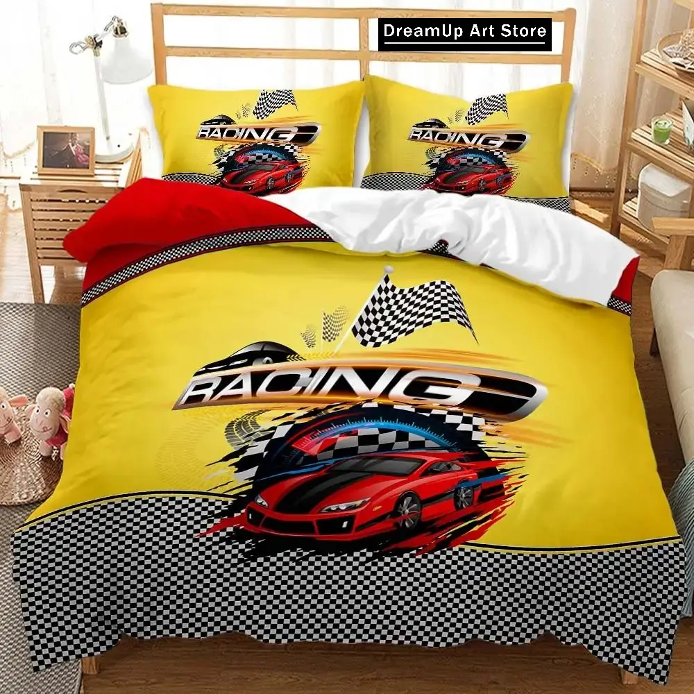 Race Car Extreme Sports Cool Car Sports Bedding Set Boys Girls Twin Queen Full Size Duvet Cover Pillowcase Bed Adult Bedroom