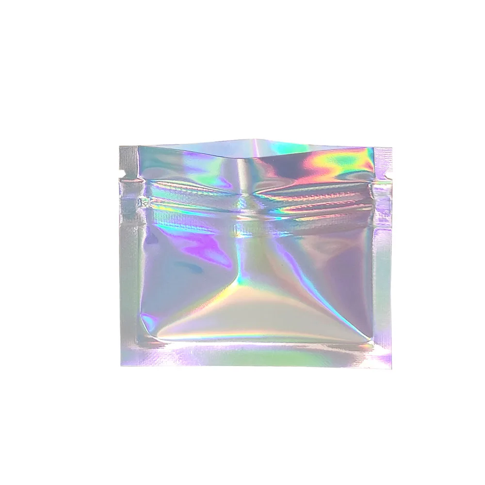 

200pcs/lot Small Reclosable Ziplock Aluminum Foil Packaging Bag 7.5x6.3cm Self Seal Holographic Mylar Foil Bag