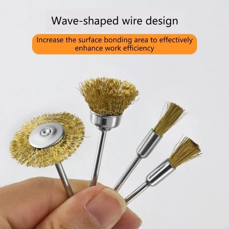 Multi Coppers Wire Brushes Set For Electric Grinding Machines 2.35mm Shank Rusts Debris Removal 37JD