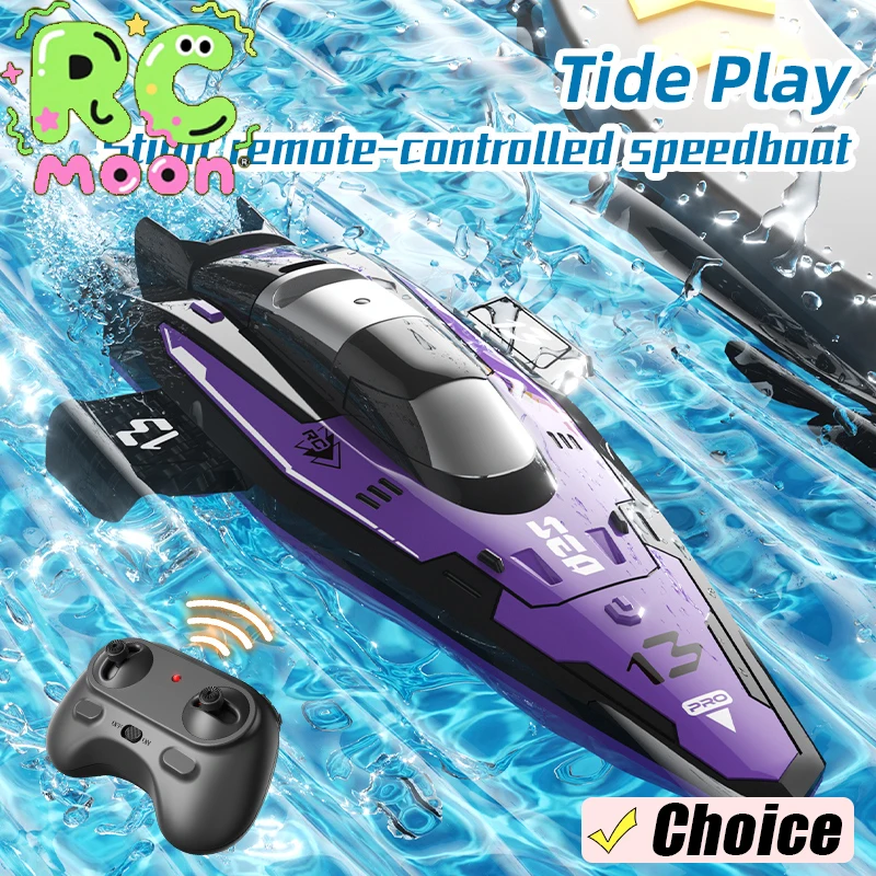 

2.4G Mini Remote Control SpeedBoat Waterproof Dual Motor Output Compact Sturdy Multiple Function Electric Boat Toy