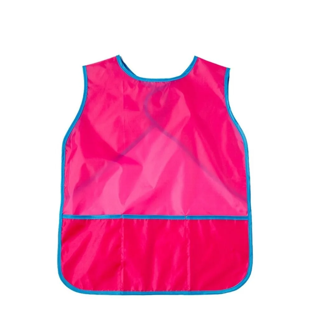 Craft Activity Nylon Kids Art Smock Waterproof with 3 Pockets Painting Aprons Sleeveless Reusable Kids Apron Home