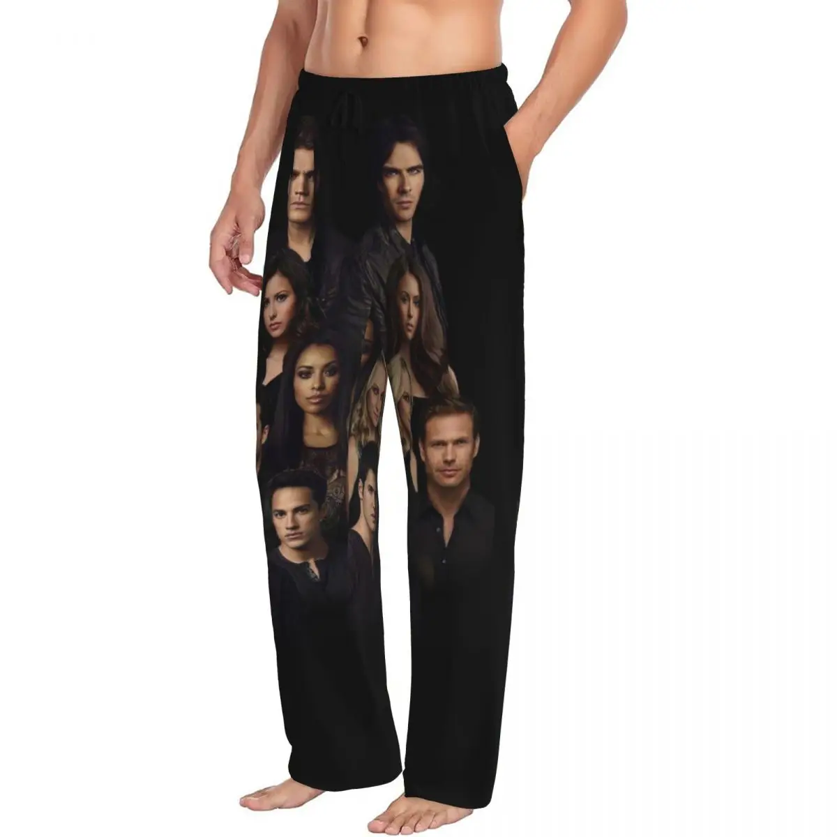 مخصص يوميات مصاص الدماء بيجامة السراويل للرجال ملابس خاصة صالة النوم قيعان تمتد مع جيوب