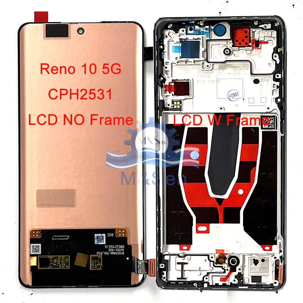 Original AMOLED For Oppo Reno10 5G CPH2531/ PHW110 LCD Screen Display+Touch Frame For Reno 10 Pro CPH2525 /10 Pro China PHV110