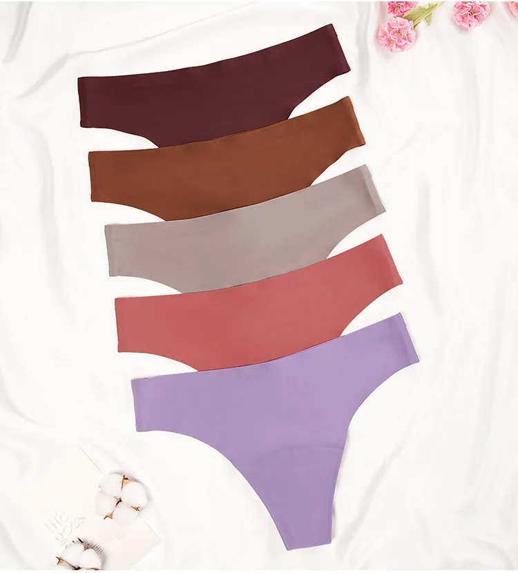 Neues Design, nahtlos, niedrige Taille, auslaufsicher, 4-lagig, Menstruationshöschen, waschbar, Lichtdurchfluss-Periodenhöschen für Damen, Tanga – Detail 8