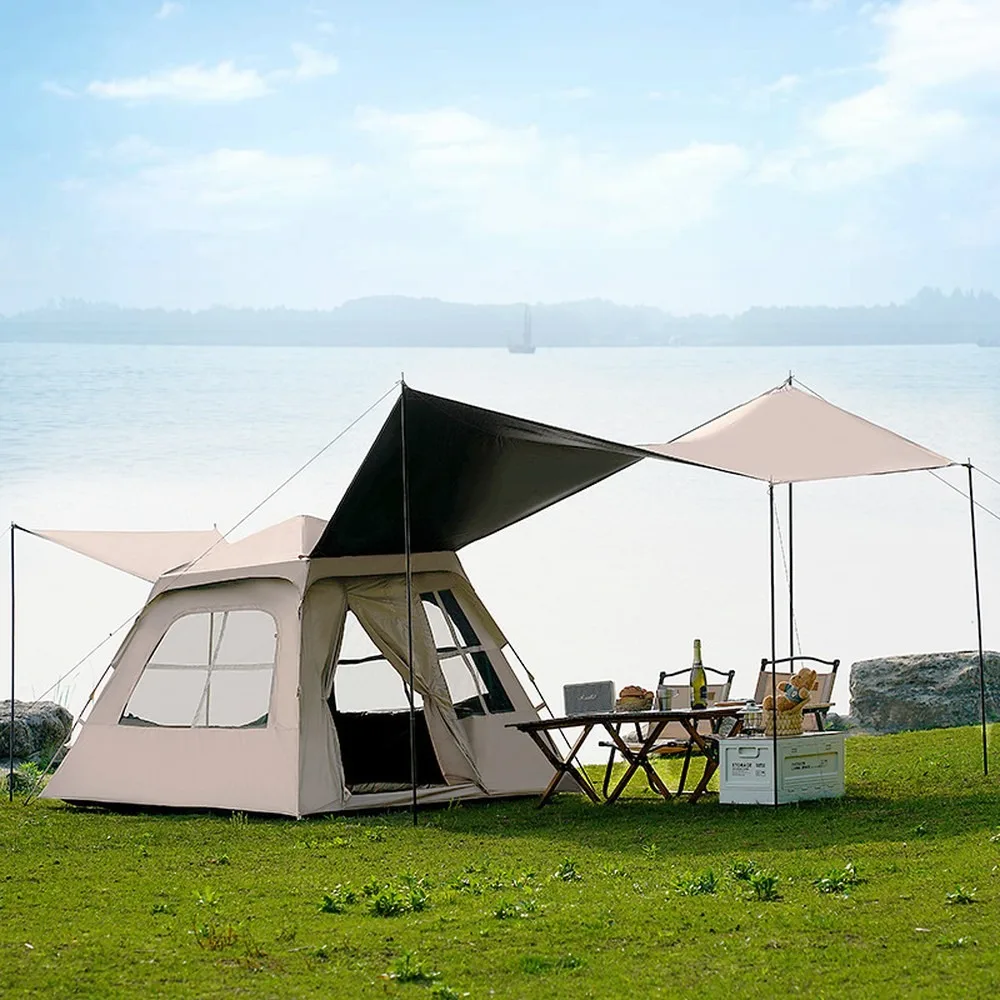 Waterproof 3-4 Person Pop Up Camping Tent, Blackout Canopy Combo, Easy Fold Portable Outdoor Shelter view 2