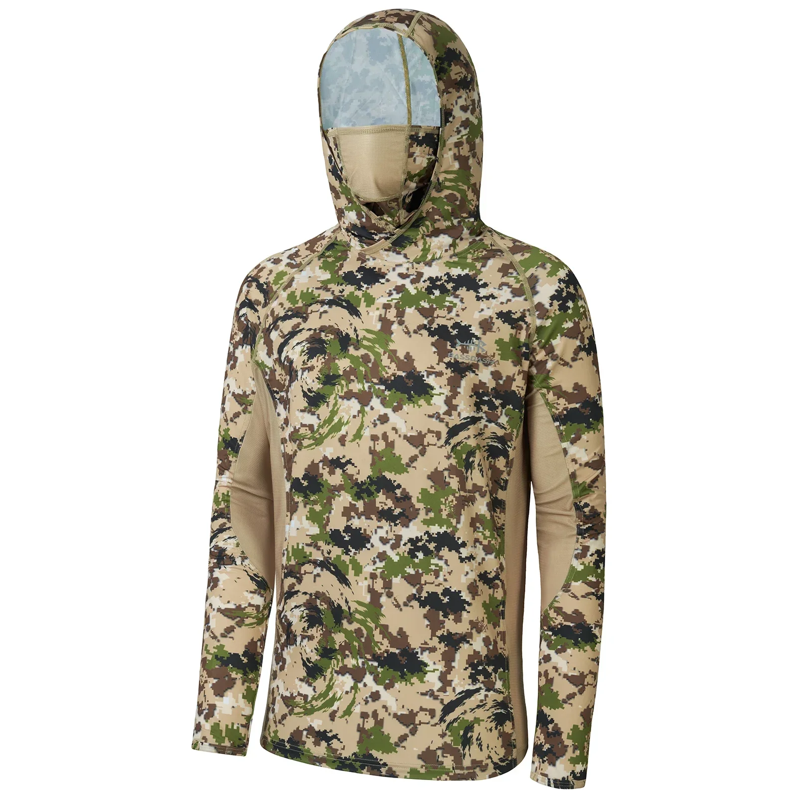 Bassdash UPF 50+ Jagdhemd für Herren mit Maske, Langarm-Camo-Angelhoodie – Detail 7