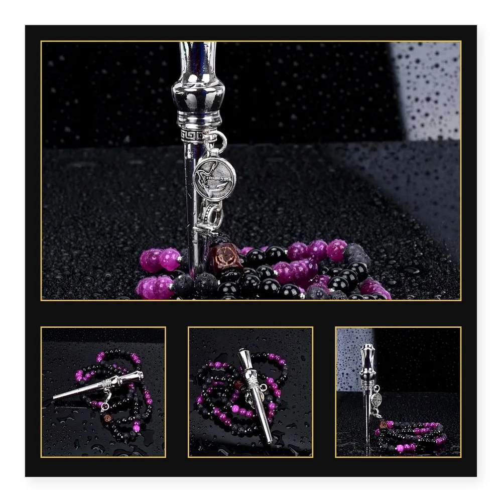 WOLF COOLVAPE Titanium Alloy Cigarette Holder with Premium Stone Bead Chain for Arab Shisha Accessories