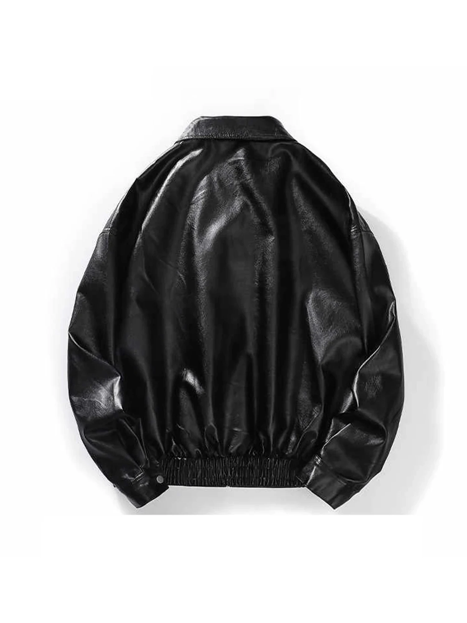 سترة نسائية من الجلد باللون الأسود القوطي معطف عتيق للدراجات النارية من البولي يوريثان سترة موستانج كبيرة الحجم ملابس خارجية 2000s ملابس الخريف والشتاء