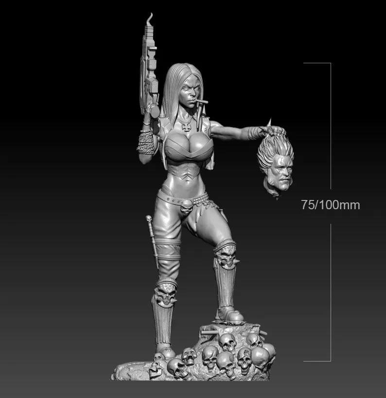 

1/24, 75 мм, 1/18, 100 мм, набор моделей из смолы, фотоснимок головы, Женский охотник, убийца, неокрашенный цвет, искусственная кожа