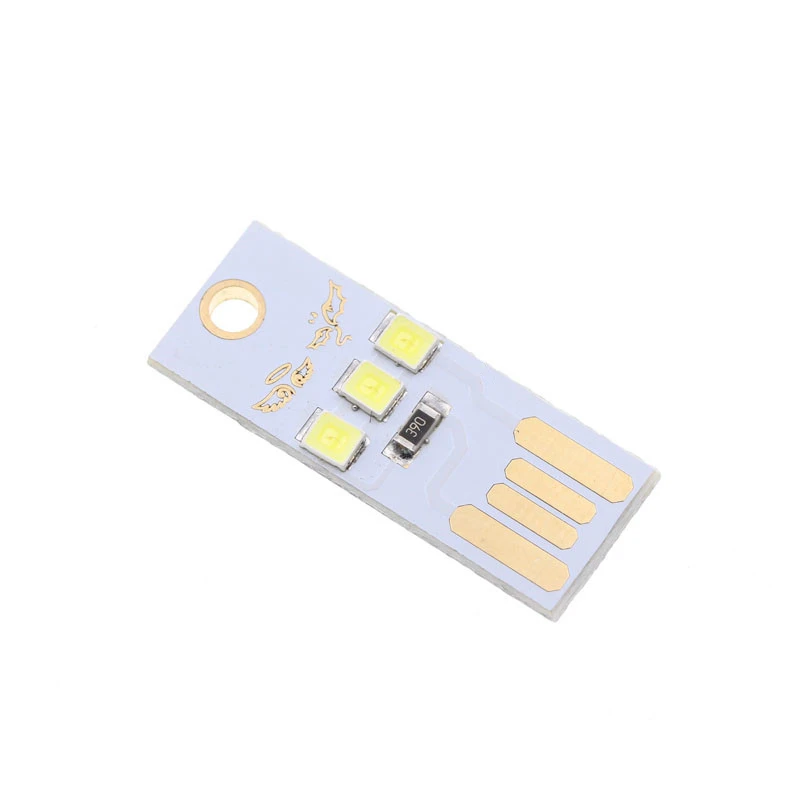 10 adet gece lambası Mini cep kartı USB güç LED ışıkları 0.2W 3leds kitap lambası dizüstü PC için güç banka şarj okuma aydınlatma