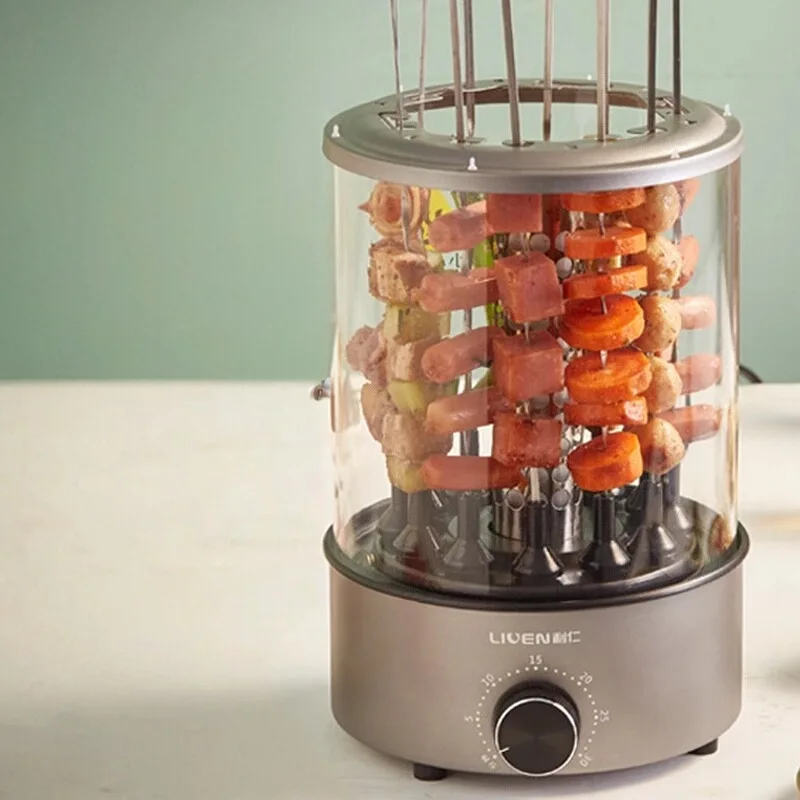 Skewer machine household electric barbecue grill indoor smokeless fully automatic rotating barbecue machine