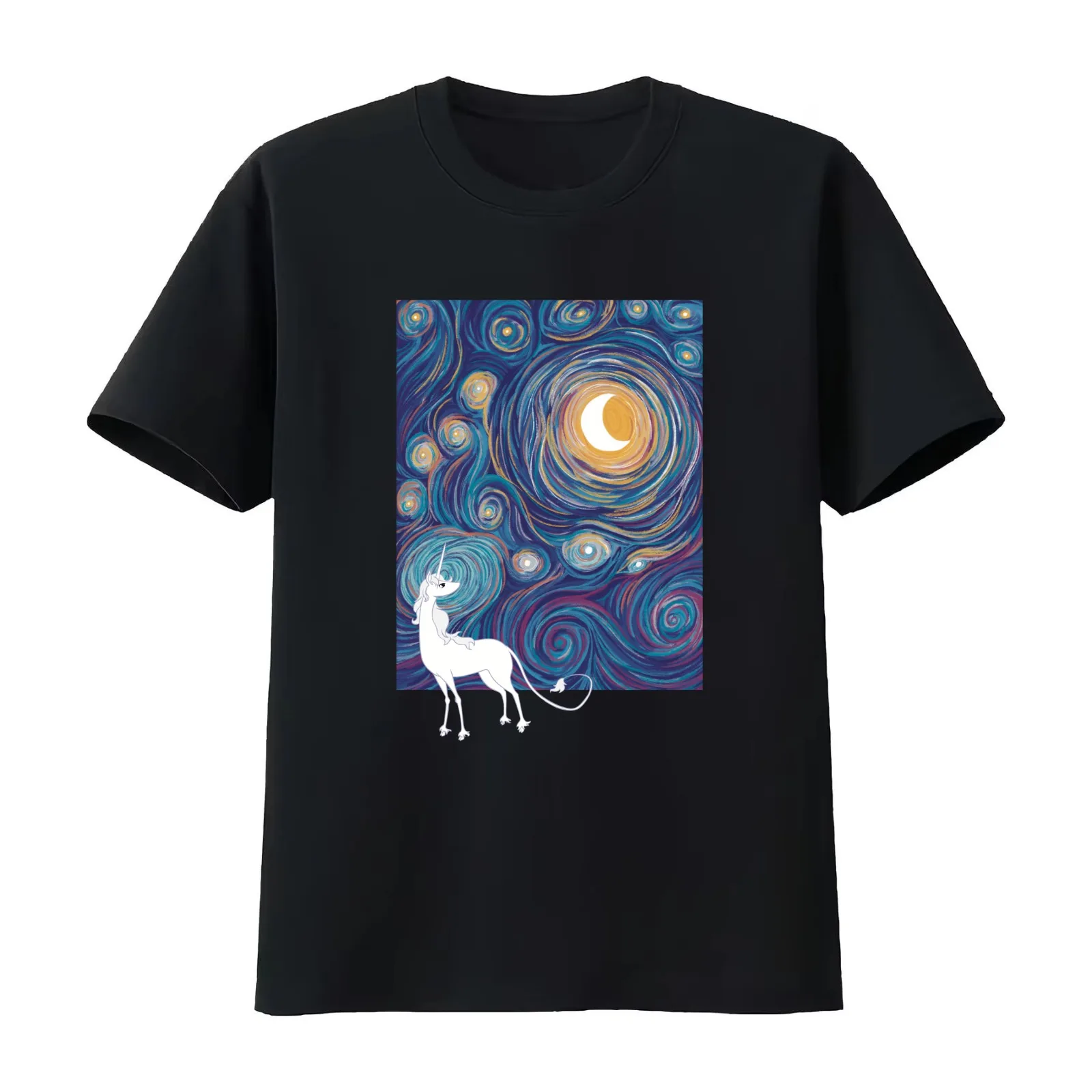 The Moon And The Unicorn T-Shirt Summer Casual Cotton Tee Oversized Streetwear Tops Vintage Graphic Print Unisex Men Women
