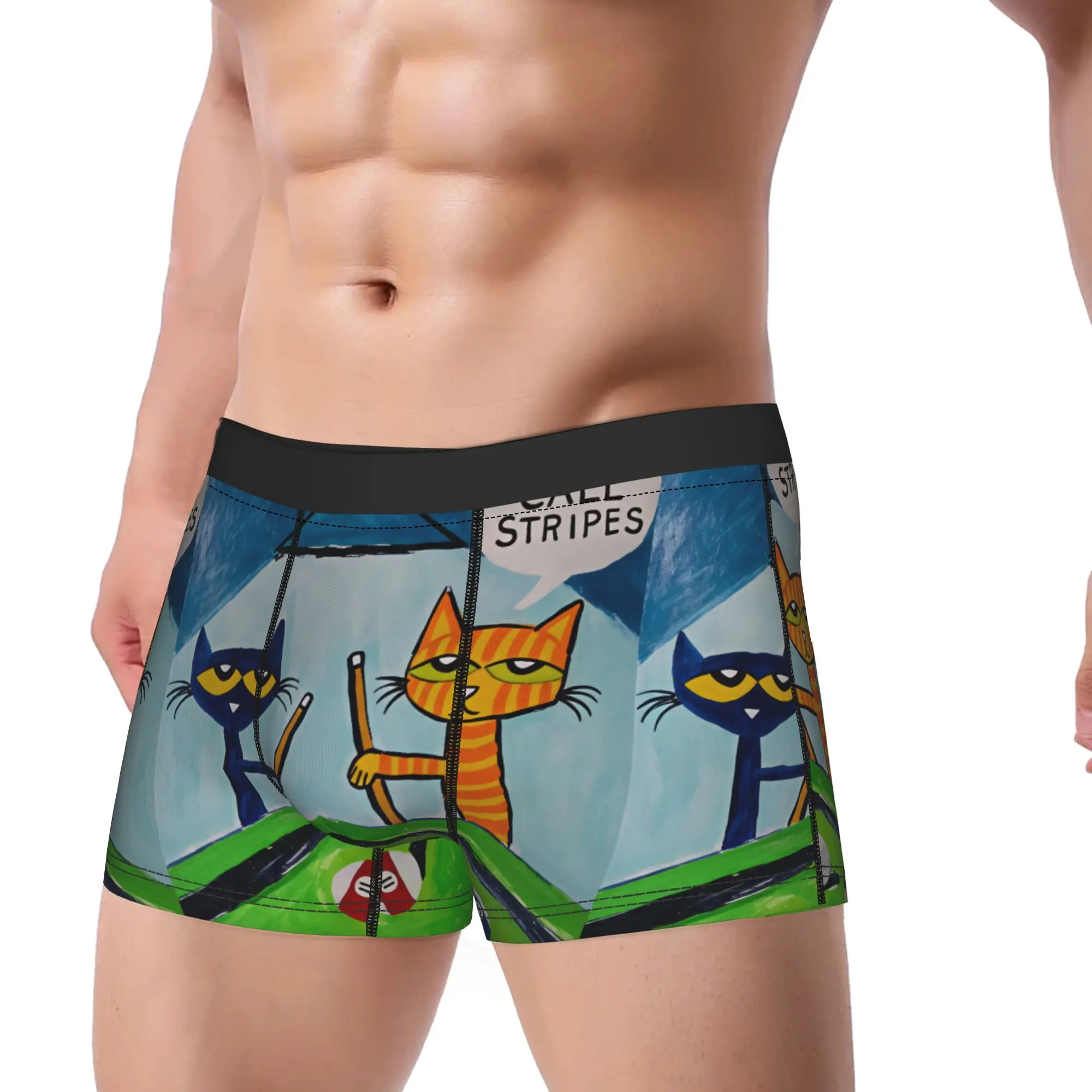 Pete the Cat Trunk  3D Pouch Underwear Trenky Custom DIY Boxer Brief Classic Men Panties Plus Size 2XL