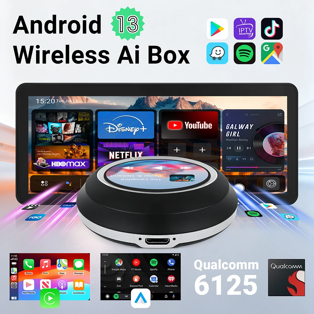 AI Box Wireless CarPlay Android Auto Adapter 8GB 128GB HDMI Converter Video Box YouTube Netflix for Benz Audi