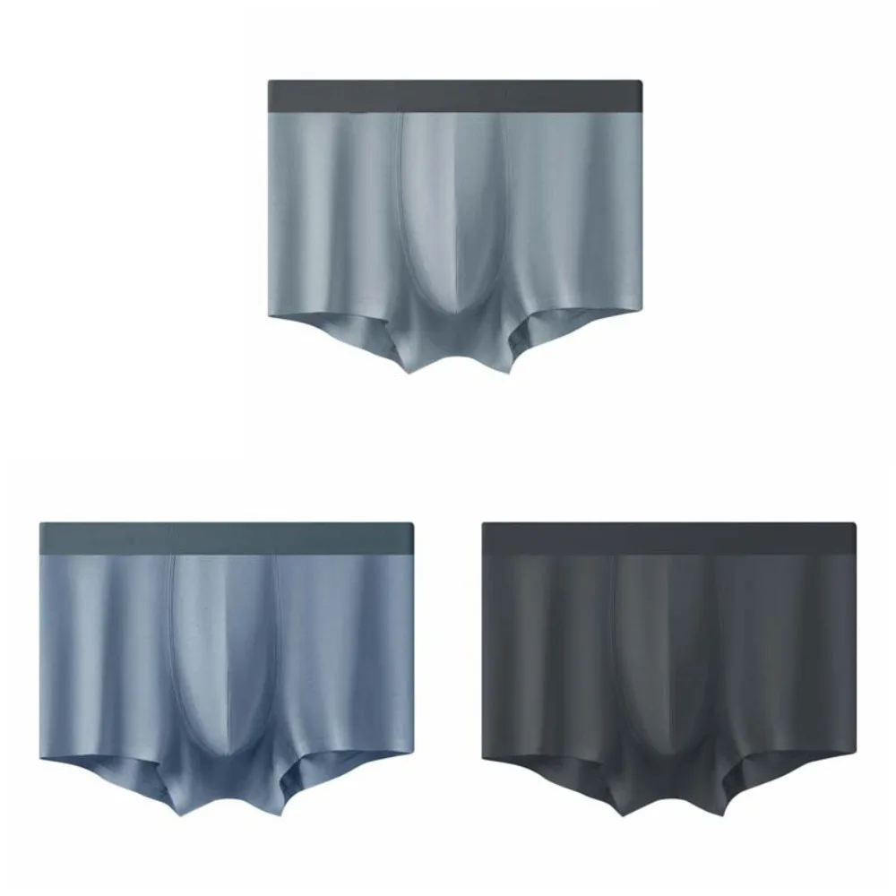 

3PCS Elastic Model Men's Flat Panties Large Size Seamless Boxer Shorts Male Mid Waist Breathable Men Underwear Male